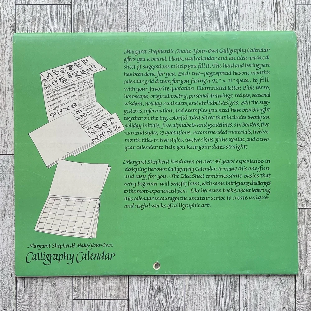 Vintage Margaret Shepherd’s Make-Your-Own Calligraphy Calendar Blank Calendar